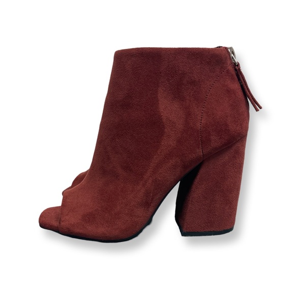 Qupid Stretch Suede Peep Toe Ankle Boots Women’s 6.5 Merlot Colored🍁 - Picture 2 of 9